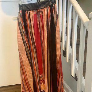 Long, Trapeze, Circle Skirt with Leather Waistline